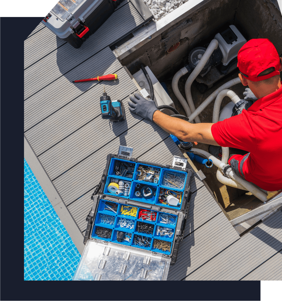 Outdoor Swimming Pool Cleaning and Heating Equipment Seasonal Maintenance performed by a professional technician