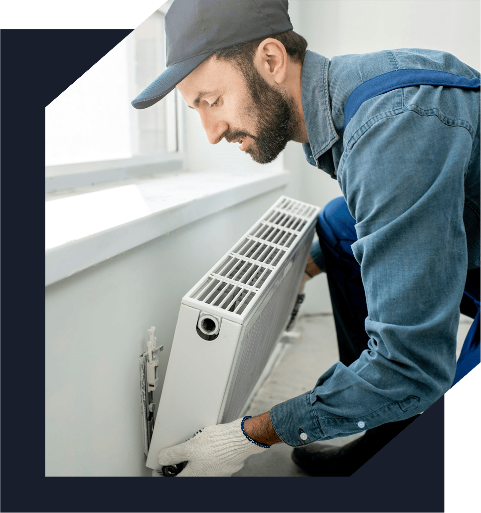 hvac contractor installing residential air conditioning